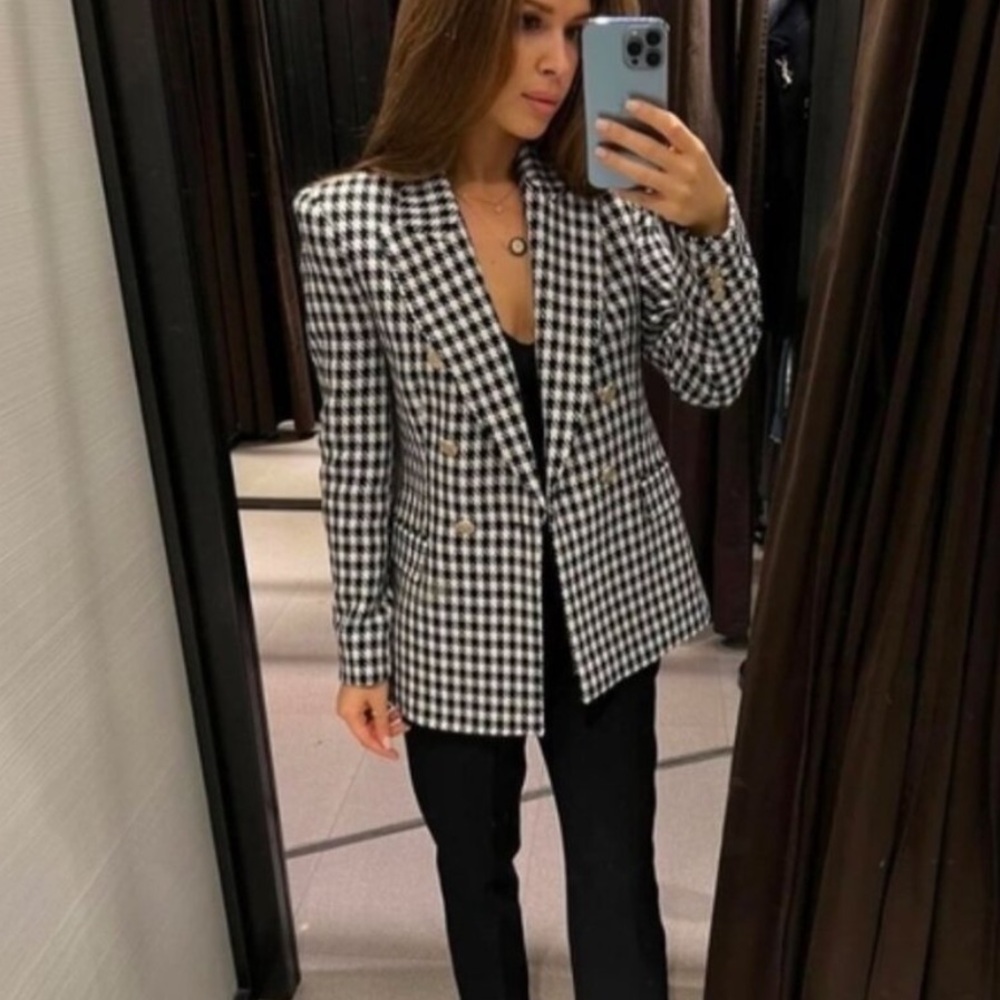 ZARA Houndstooth Double Breasted
Tailored Blazer Bloggers Favorite XS
7553/509 - Picture 11 of 11